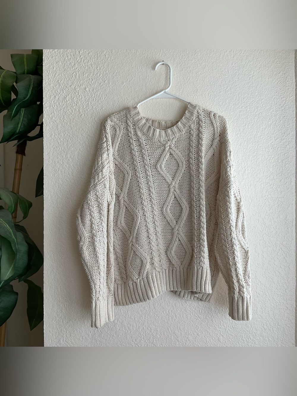 Princess Polly cream cable knit sweater